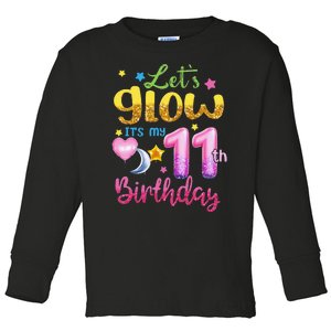 Let's Glow It's My 11th Birthday 11 Years Old Toddler Long Sleeve Shirt