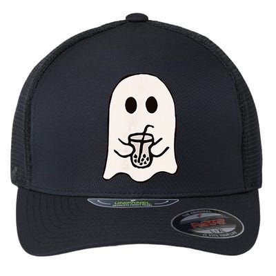 Little Ghost Ice Coffee Happy Halloween Flexfit Unipanel Trucker Cap