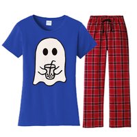 Little Ghost Ice Coffee Happy Halloween Women's Flannel Pajama Set