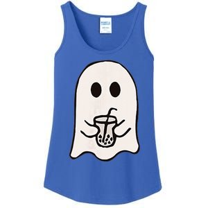 Little Ghost Ice Coffee Happy Halloween Ladies Essential Tank