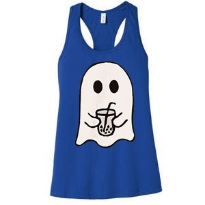 Little Ghost Ice Coffee Happy Halloween Women's Racerback Tank