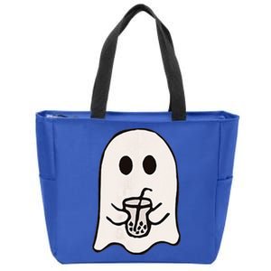 Little Ghost Ice Coffee Happy Halloween Zip Tote Bag