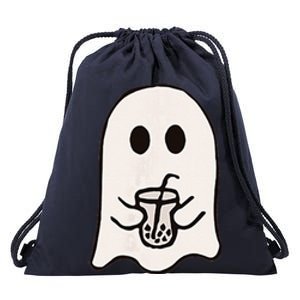 Little Ghost Ice Coffee Happy Halloween Drawstring Bag