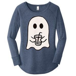 Little Ghost Ice Coffee Happy Halloween Women's Perfect Tri Tunic Long Sleeve Shirt