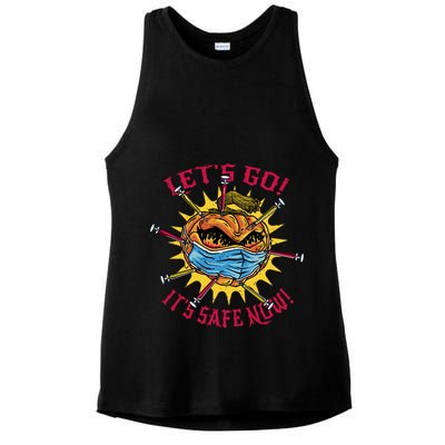 Let's Go It's Safe Now Halloween Quarantine Ladies PosiCharge Tri-Blend Wicking Tank