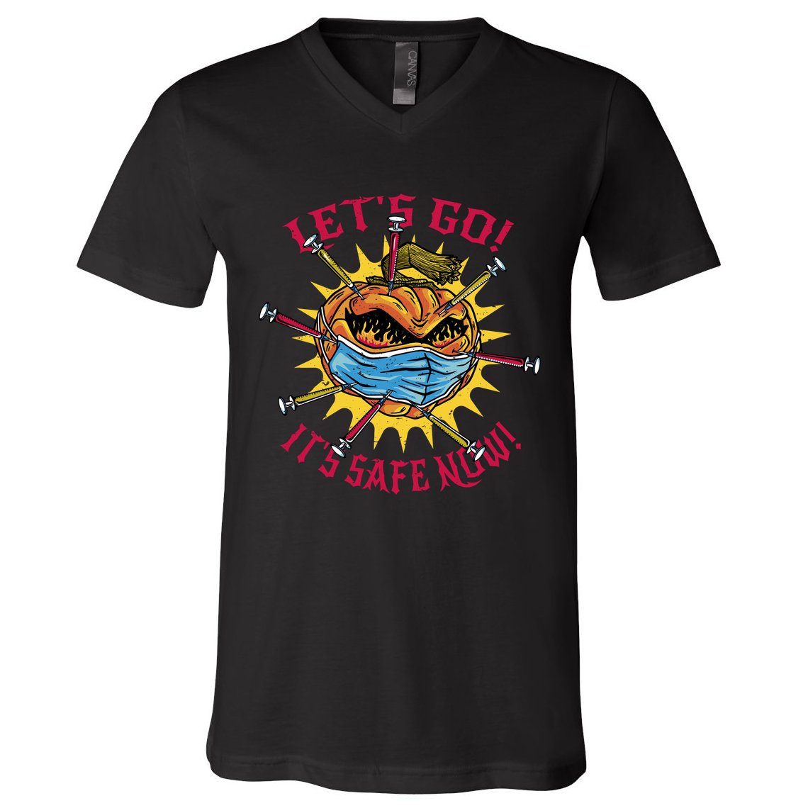 Let's Go It's Safe Now Halloween Quarantine V-Neck T-Shirt
