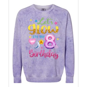 Lets Glow Its My 8th Birthday Kids 8 Years Old Colorblast Crewneck Sweatshirt