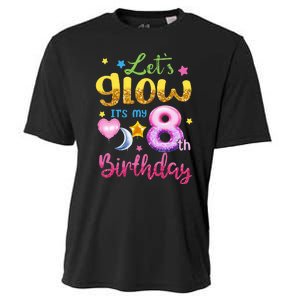 Lets Glow Its My 8th Birthday Kids 8 Years Old Cooling Performance Crew T-Shirt