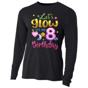 Lets Glow Its My 8th Birthday Kids 8 Years Old Cooling Performance Long Sleeve Crew