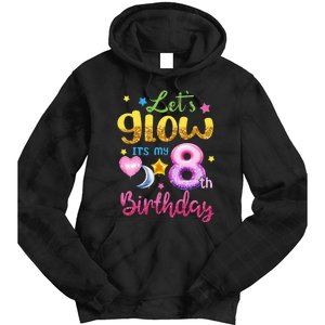 Lets Glow Its My 8th Birthday Kids 8 Years Old Tie Dye Hoodie