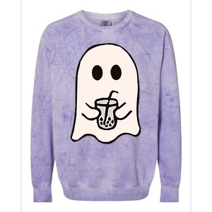 Little Ghost Ice Coffee Happy Halloween Colorblast Crewneck Sweatshirt