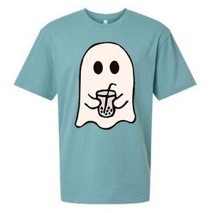 Little Ghost Ice Coffee Happy Halloween Sueded Cloud Jersey T-Shirt