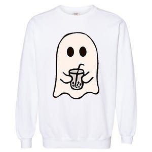 Little Ghost Ice Coffee Happy Halloween Garment-Dyed Sweatshirt