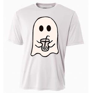 Little Ghost Ice Coffee Happy Halloween Cooling Performance Crew T-Shirt