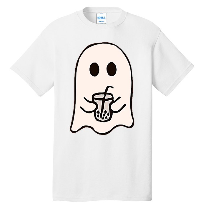 Little Ghost Ice Coffee Happy Halloween Tall T-Shirt