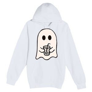 Little Ghost Ice Coffee Happy Halloween Premium Pullover Hoodie