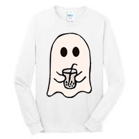 Little Ghost Ice Coffee Happy Halloween Tall Long Sleeve T-Shirt