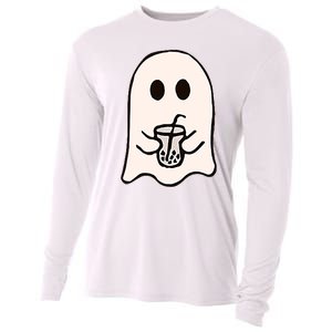 Little Ghost Ice Coffee Happy Halloween Cooling Performance Long Sleeve Crew