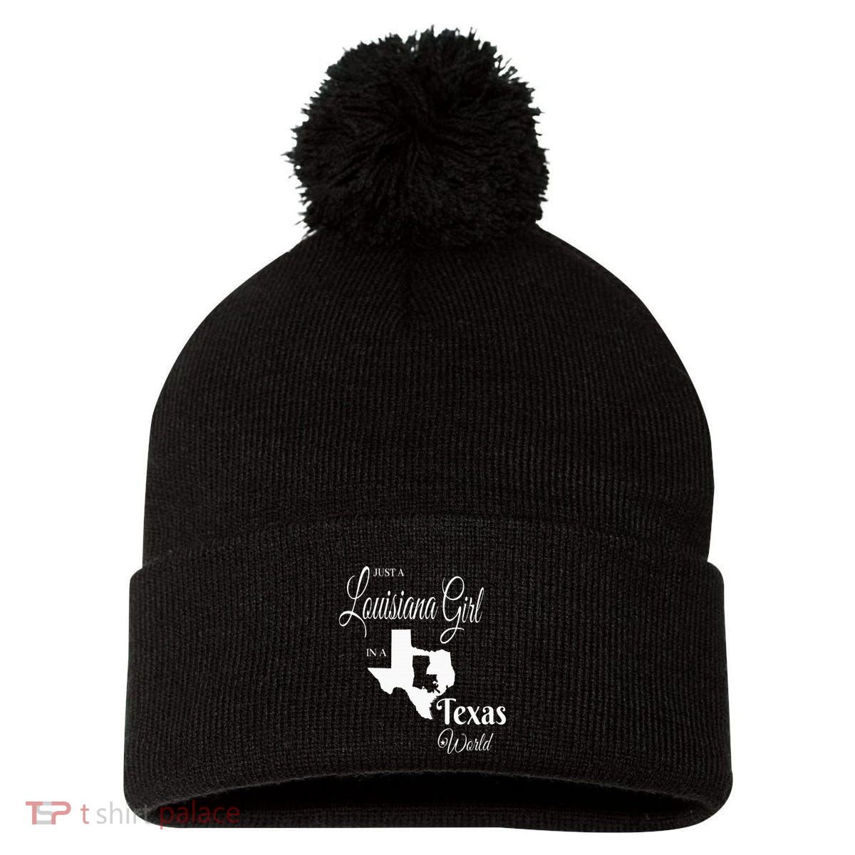  Louisiana Girl In A Texas World Pom Pom 12in Knit Beanie