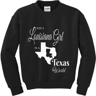  Louisiana Girl In A Texas World Kids Sweatshirt
