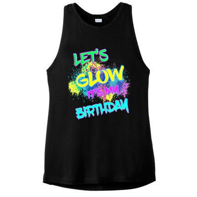 Lets Glow Its My Birthday Glow Party 80s Costume Party Ladies PosiCharge Tri-Blend Wicking Tank