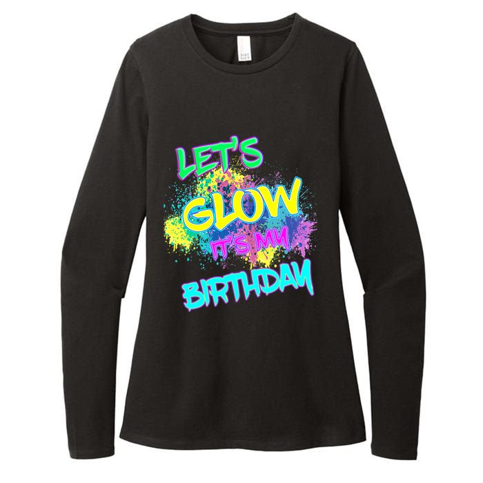 Lets Glow Its My Birthday Glow Party 80s Costume Party Womens CVC Long Sleeve Shirt