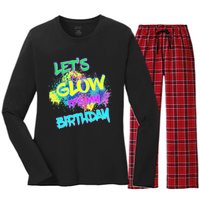 Lets Glow Its My Birthday Glow Party 80s Costume Party Women's Long Sleeve Flannel Pajama Set 