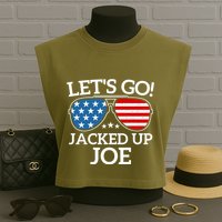 LetS Go Jacked Up Joe Garment-Dyed Women's Muscle Tee