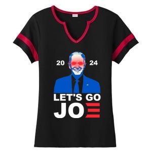 Let's Go Joe 2024 Biden Harris Re Election Ladies Halftime Notch Neck Tee