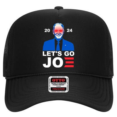 Let's Go Joe 2024 Biden Harris Re Election High Crown Mesh Back Trucker Hat