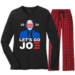 Let's Go Joe 2024 Biden Harris Re Election Women's Long Sleeve Flannel Pajama Set 