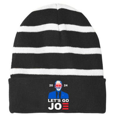 Let's Go Joe 2024 Biden Harris Re Election Striped Beanie with Solid Band