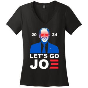 Let's Go Joe 2024 Biden Harris Re Election Women's V-Neck T-Shirt