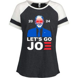 Let's Go Joe 2024 Biden Harris Re Election Enza Ladies Jersey Colorblock Tee