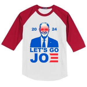 Let's Go Joe 2024 Biden Harris Re Election Kids Colorblock Raglan Jersey