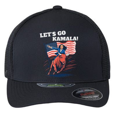 LetS Go Kamala Blue Text Election 2024 Flexfit Unipanel Trucker Cap