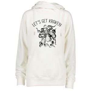 LetS Get Kraken Giant Squid Octopus Funny Pun Womens Funnel Neck Pullover Hood