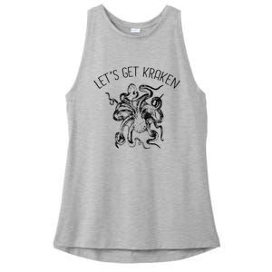 LetS Get Kraken Giant Squid Octopus Funny Pun Ladies PosiCharge Tri-Blend Wicking Tank