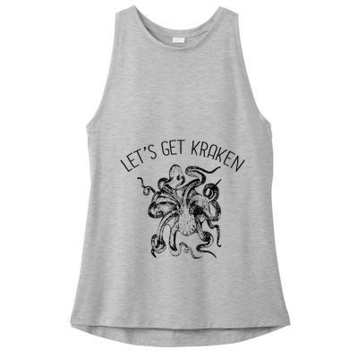 LetS Get Kraken Giant Squid Octopus Funny Pun Ladies PosiCharge Tri-Blend Wicking Tank