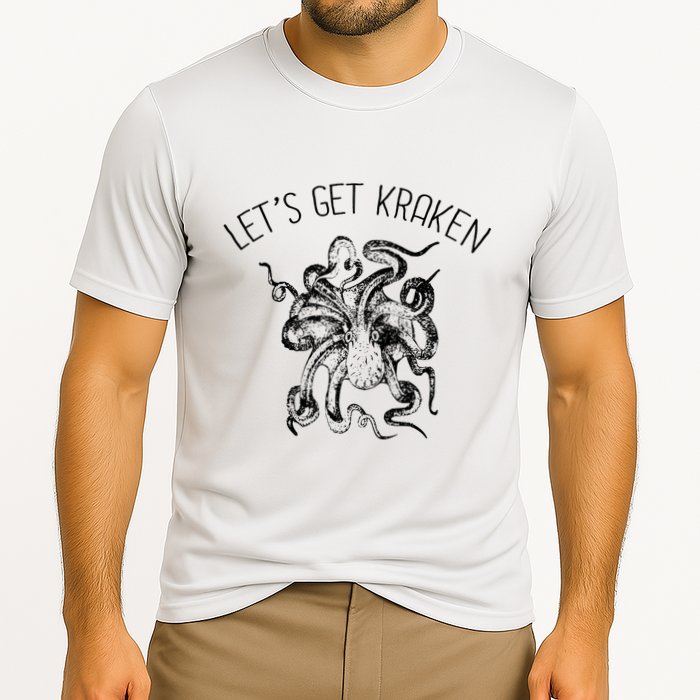 LetS Get Kraken Giant Squid Octopus Funny Pun Cooling Performance Crew T-Shirt