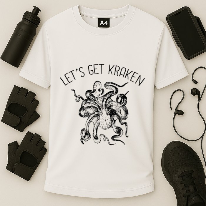 LetS Get Kraken Giant Squid Octopus Funny Pun Cooling Performance Crew T-Shirt
