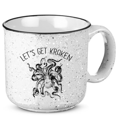 LetS Get Kraken Giant Squid Octopus Funny Pun 15oz Campfire Ceramic Mug