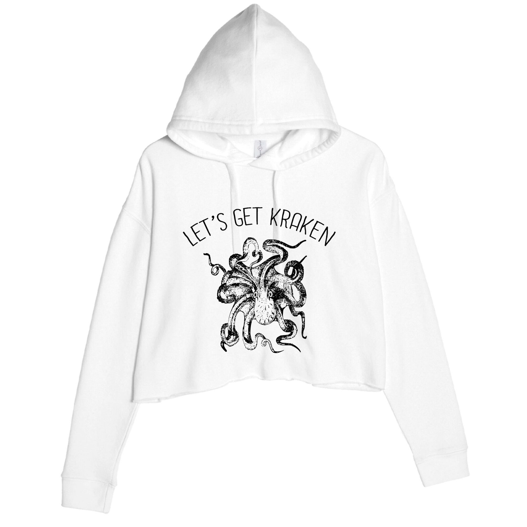 LetS Get Kraken Giant Squid Octopus Funny Pun Crop Fleece Hoodie