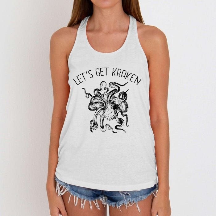 LetS Get Kraken Giant Squid Octopus Funny Pun Women's Knotted Racerback Tank