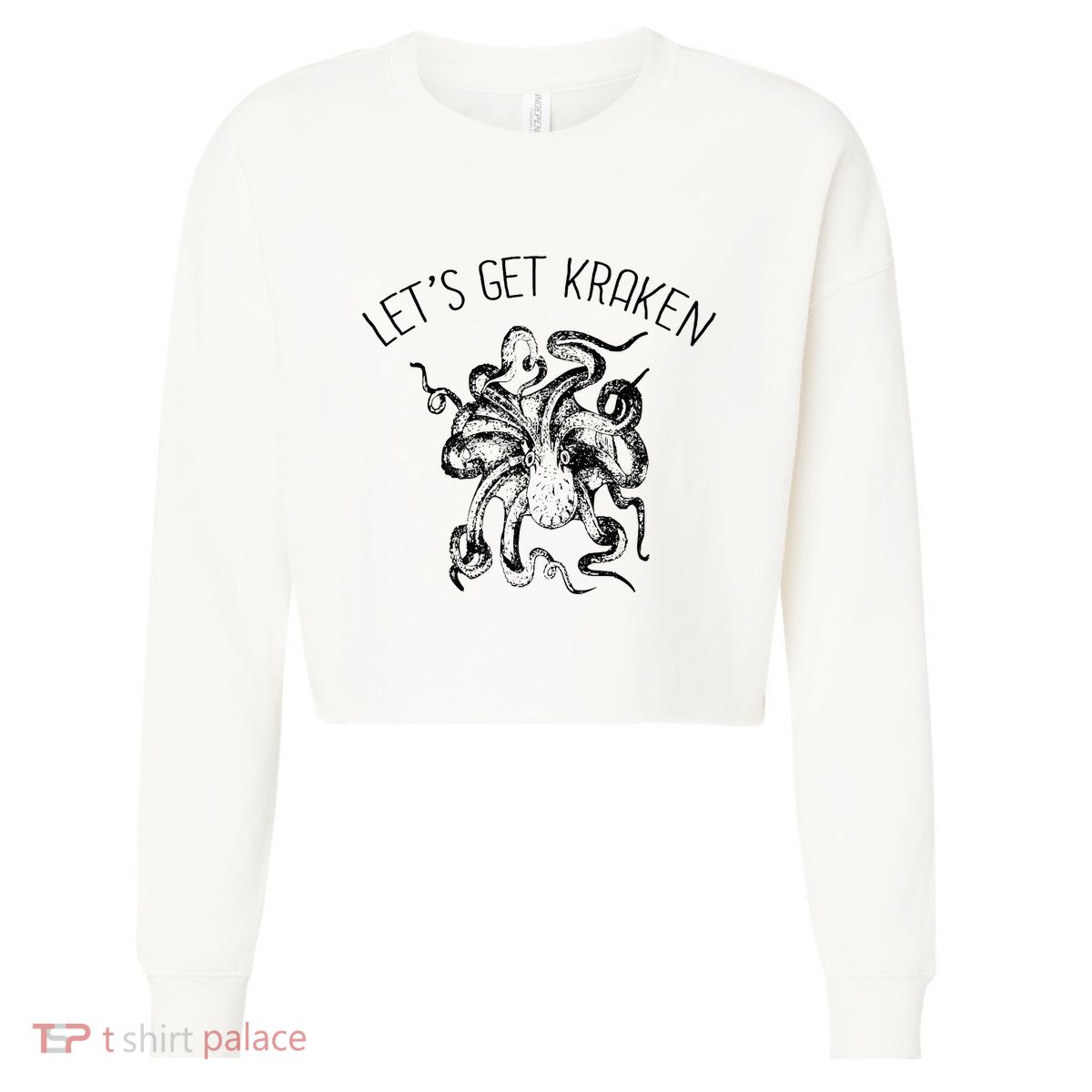 LetS Get Kraken Giant Squid Octopus Funny Pun Cropped Pullover Crew