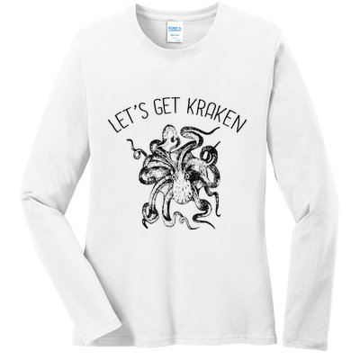 LetS Get Kraken Giant Squid Octopus Funny Pun Ladies Long Sleeve Shirt