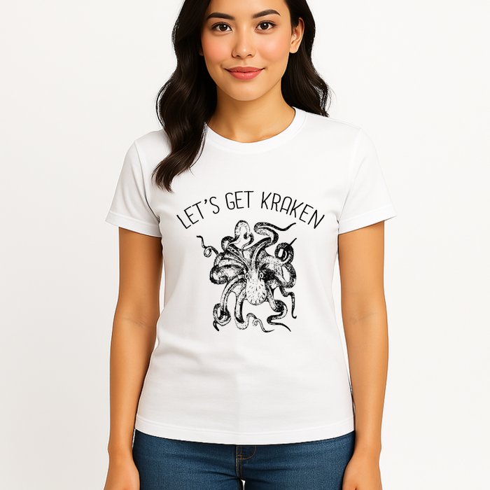 LetS Get Kraken Giant Squid Octopus Funny Pun Womens T-Shirt