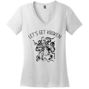 LetS Get Kraken Giant Squid Octopus Funny Pun Women's V-Neck T-Shirt