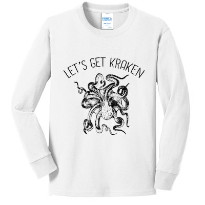 LetS Get Kraken Giant Squid Octopus Funny Pun Kids Long Sleeve Shirt
