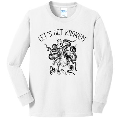 LetS Get Kraken Giant Squid Octopus Funny Pun Kids Long Sleeve Shirt